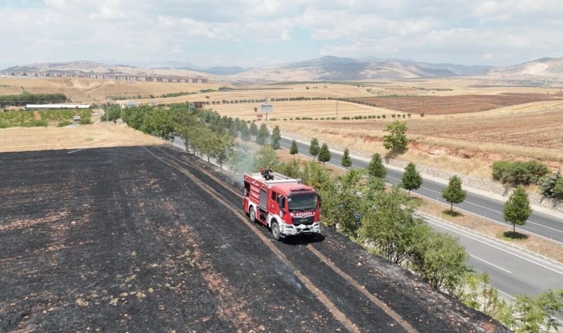 Adıyaman’ın merkezinde, Beşpınar Mesire Alanı yakınlarında çıkan anız yangını, itfaiye