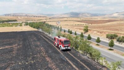Adıyaman’ın merkezinde, Beşpınar Mesire Alanı yakınlarında çıkan anız yangını, itfaiye