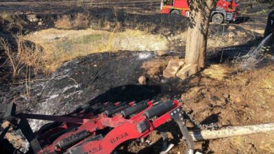 Adıyaman’da Kuştepe köyünde meydana gelen anız yangınına müdahale etmek için