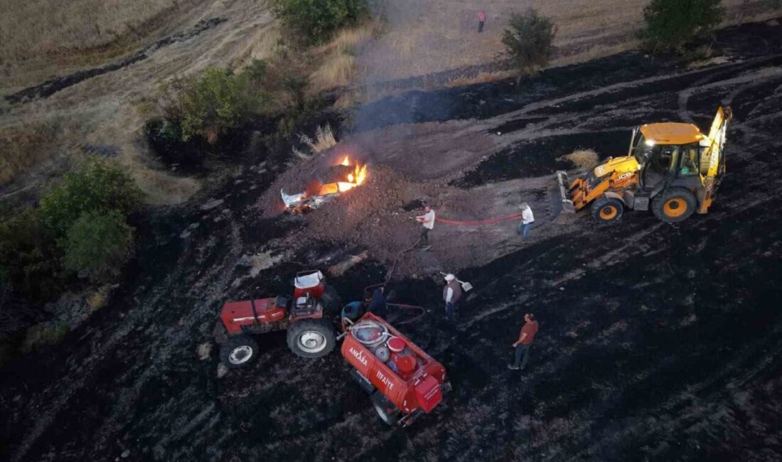 Ankara’nın Güdül ilçesinde bir aracın alev alması sonucunda çıkan yangın,