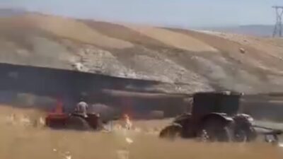 Ayaş ilçesindeki tarım arazisinde meydana gelen yangın, yerel halkın müdahalesiyle