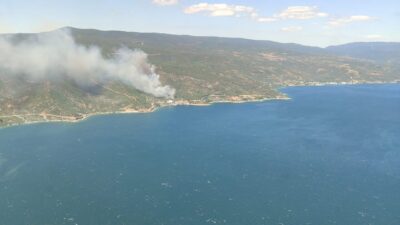 Yalova’nın Armutlu ilçesine bağlı Kapaklı köyü yakınlarında orman yangını meydana