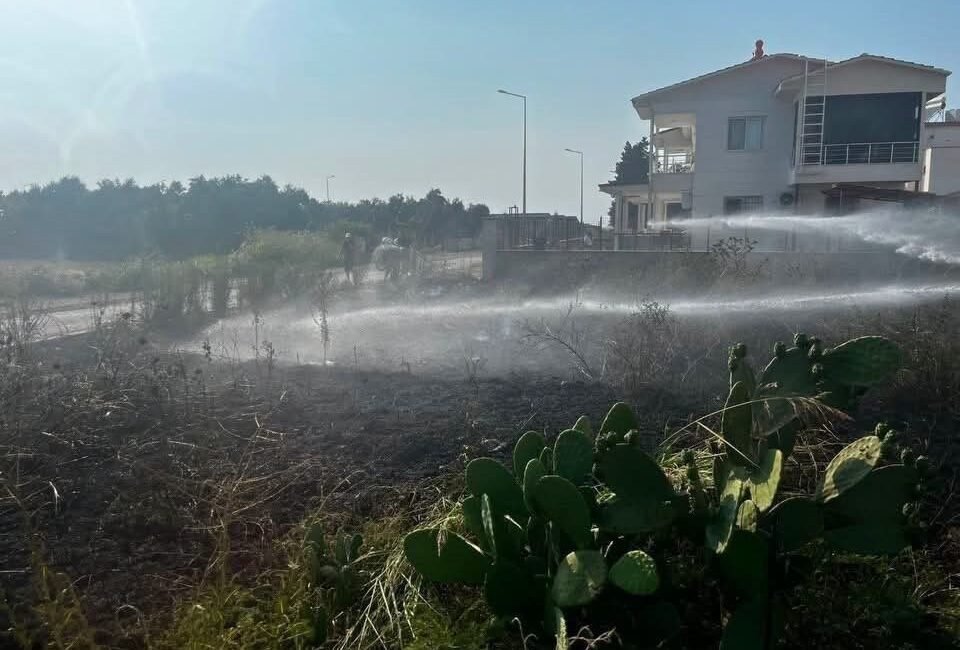 Hatay’ın Arsuz ilçesinde çıkan yangın, itfaiye ekiplerinin hızlı müdahalesi sonucu