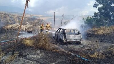 Hatay’ın Kırıkhan ilçesine bağlı Kurtlusoğuksu Mahallesi’nde, bahçe alanında çıkan yangın