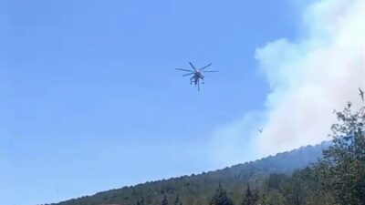 Gömeç ilçesinde 24 saattir devam eden orman yangınıyla mücadele devam
