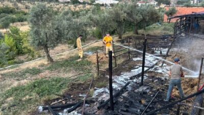 Bilecik’te meydana gelen bir yangın, içinde hayvan bulunmayan bir ahırın