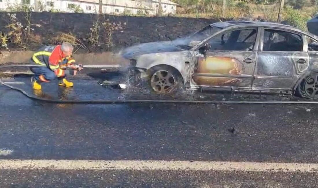 Bir araç, Bingöl’ün Genç ilçesinde seyir halindeyken aniden alev aldı
