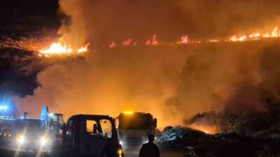 Bodrum’da Ortakent ile Bitez mahalleleri arasındaki arazi yangınına karadan müdahale