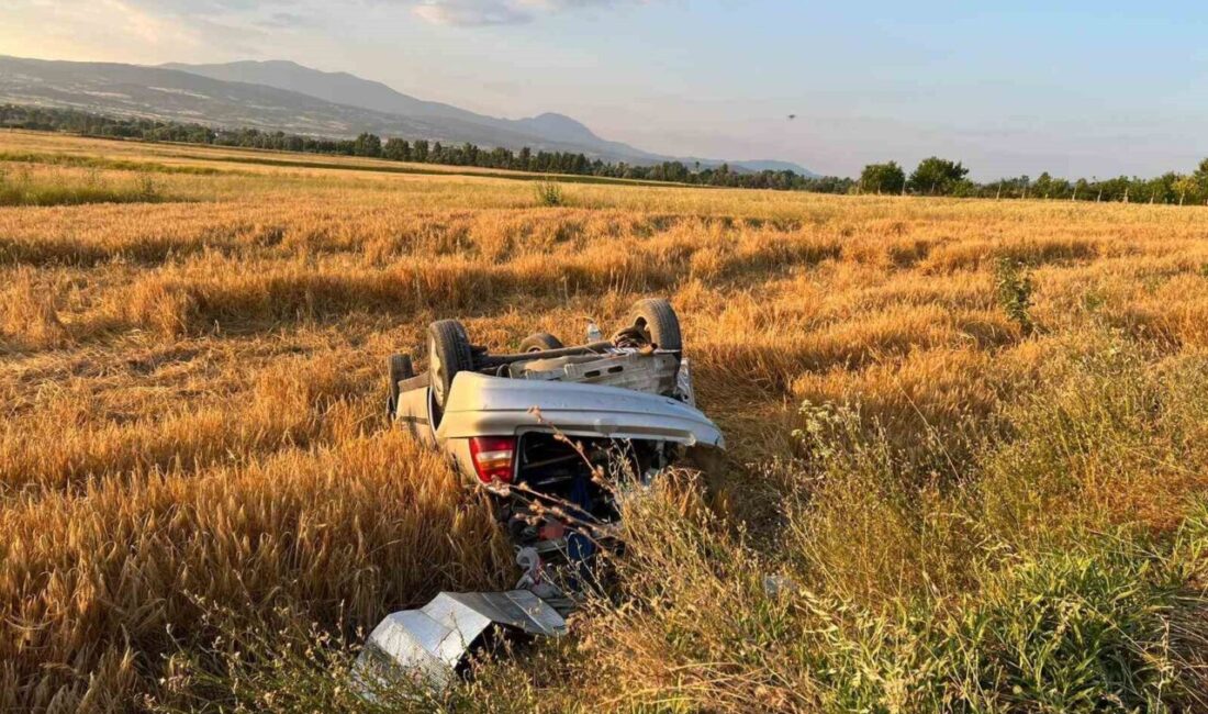 Bolu’da yaşanan olayda, bir aracın tarlaya uçarak takla atması sonucu