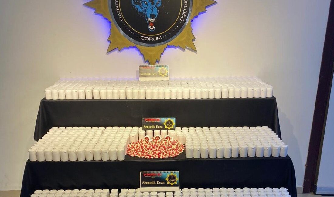 Çorum’da polis tarafından gerçekleştirilen bir uyuşturucu operasyonunda 55 bin adet