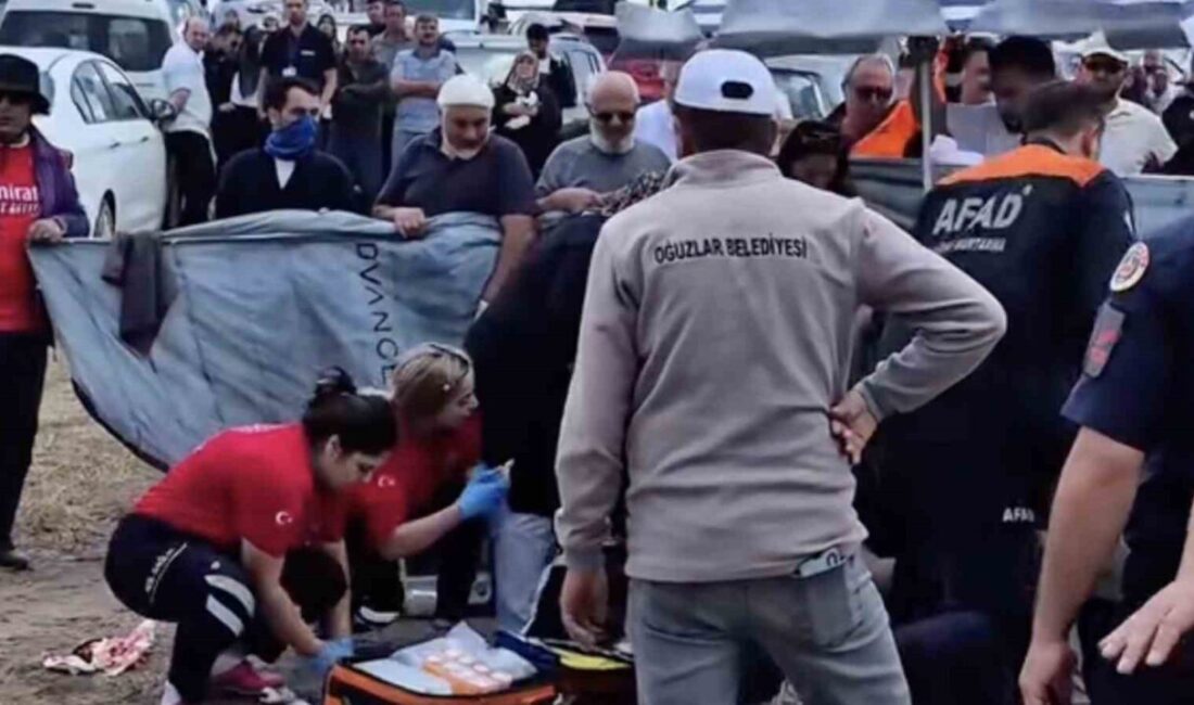 Çorum’un Oğuzlar ilçesinde düzenlenen yamaç paraşütü festivalinde, kalkıştan kısa bir