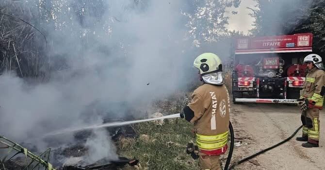 Defne ilçesindeki sazlık alanda çıkan yangın, ekiplerin hızlı müdahalesi sayesinde