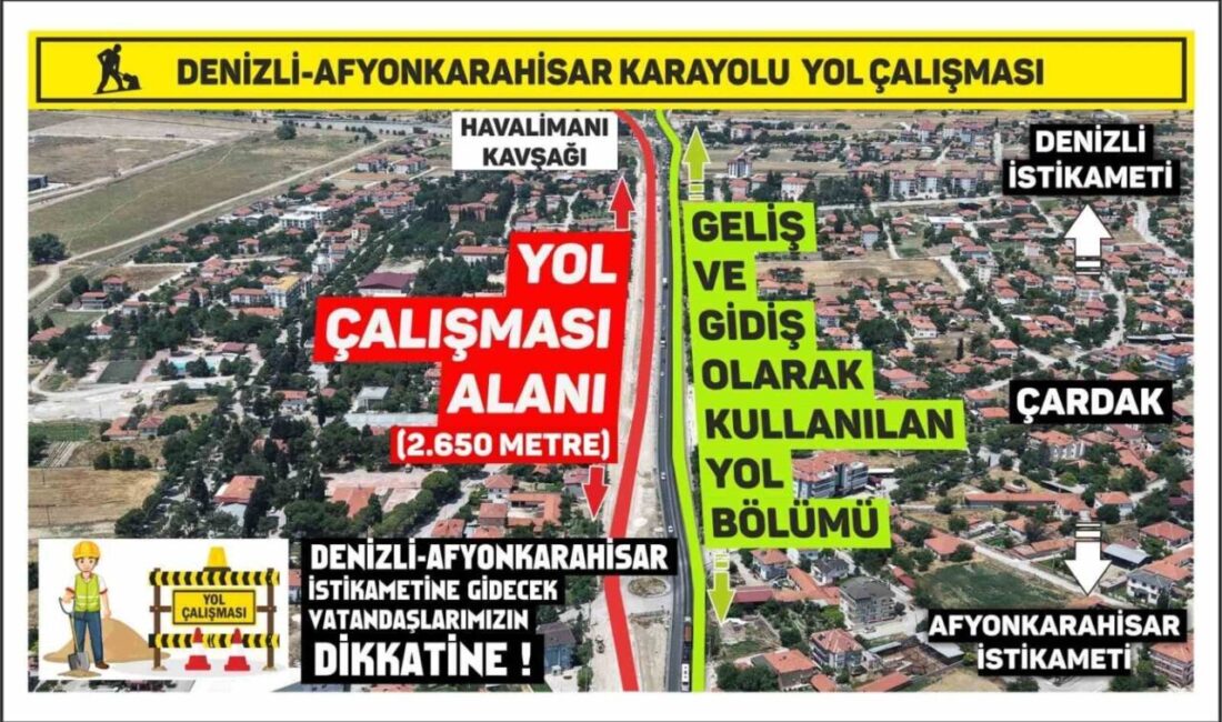 Denizli-Afyonkarahisar Karayolu’nda, Havalimanı Kavşağı ile Çardak Işıklı Kavşağı arasındaki 2