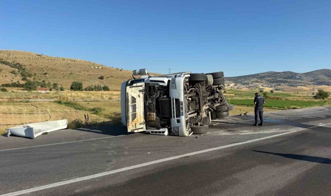 Afyonkarahisar’ın Bolvadin ilçesinde meydana gelen trafik kazasında, plastik ham maddesi