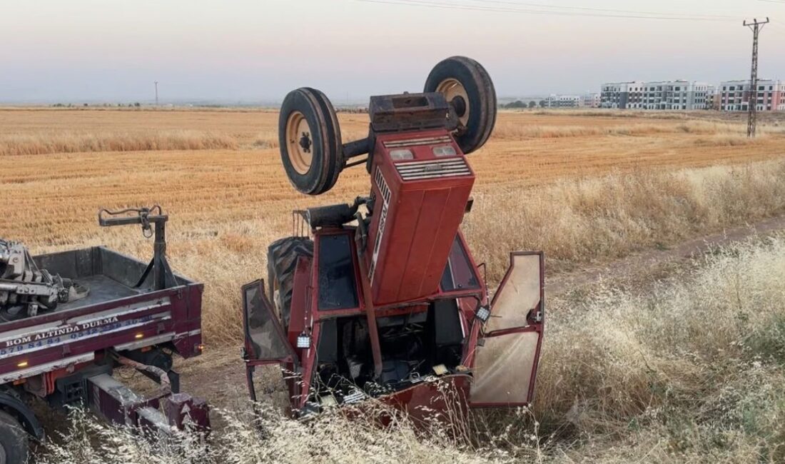 Suruç ilçesinde meydana gelen bir kaza sonucunda, traktörün ön kısmı