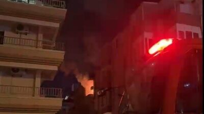 Didim’de gece yarısı bir apartman dairesinde meydana gelen yangın, ekiplerin