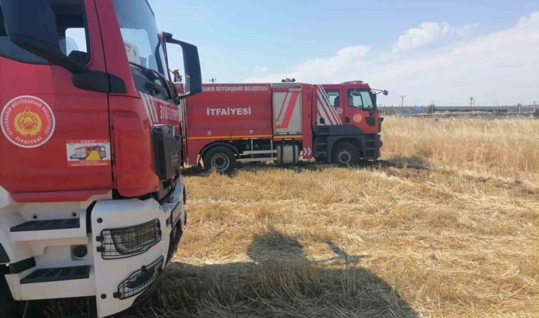 Diyarbakır’ın Bismil ve Çınar ilçelerinde meydana gelen anız yangınları, itfaiye