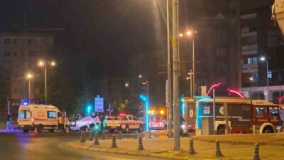 Çorlu ilçesinde meydana gelen trafik kazasında, bir hafif ticari araç