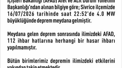 Elazığ’ın Sivrice ilçesinde meydana gelen 4.0 büyüklüğündeki depremden sonra Elazığ