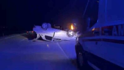 Elazığ’da bir sürücünün aracın kontrolünü yitirmesi sonucu otomobilin takla atmasıyla