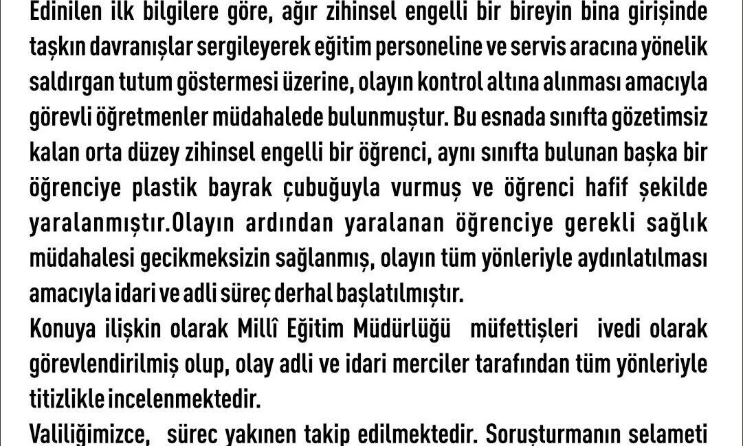 Elazığ’da 14 yaşındaki down sendromlu, otizm ve epilepsi hastası çocuğun
