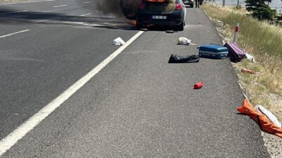 Eskişehir-Ankara karayolunda seyir halindeyken alev alan bir otomobilin sürücüsü, olası