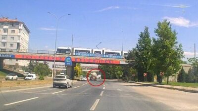 Eskişehir’de seyir halinde olan bir tankerin arka lastiği büyük bir