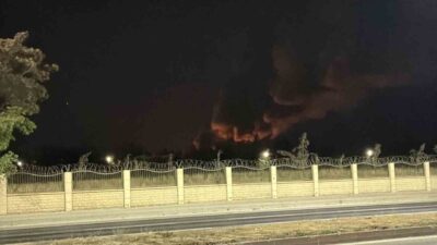 Eskişehir’deki TEI fabrikasının yıkama bölümünde meydana gelen yangına itfaiye müdahale