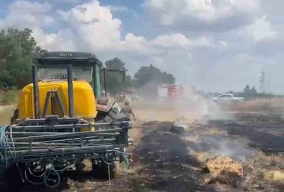 Çanakkale’nin Ezine ilçesinde tarım arazisinde meydana gelen yangın, ekiplerin hızlı