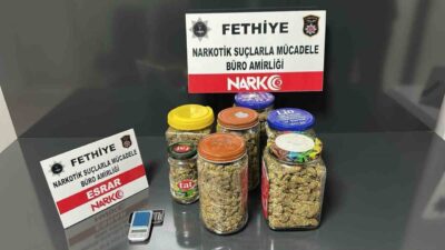 Muğla’nın Fethiye ilçesinde gerçekleştirilen operasyonlarda, 1 kilogram 195 gram kubar