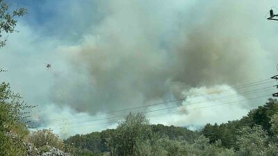 Fethiye ilçesine bağlı Muğla’nın ormanlık alanında çıkan yangın, şiddetli rüzgarın