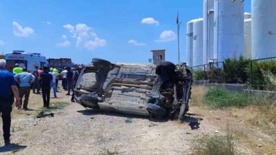 Gaziantep’te bir aracın sürücüsünün kontrolünü kaybetmesi sonucu araç takla attı