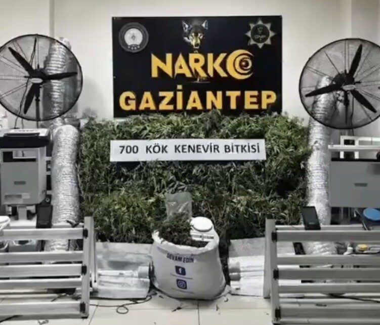 Gaziantep’te, uyuşturucu imalathanesine dönüştürülmüş bir iş yerine gerçekleştirilen operasyonda 700