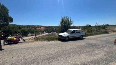 Manisa’nın Gördes ilçesinde, bir motosikletin bir otomobile yan çarpması sonucu