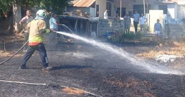 Hassa ilçesindeki bir bahçede çıkan yangın, Hatay itfaiye ekiplerinin hızlı