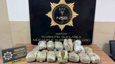Hatay’da polis ekipleri tarafından gerçekleştirilen operasyonlarda 8 kilo 900 gram
