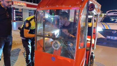 Bursa’nın İnegöl ilçesinde alkollü şekilde trıportör kullanan bir sürücü, polis