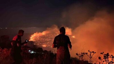 Balıkesir’in Gömeç ilçesinde başlayan orman yangını, şiddetli rüzgarın etkisiyle İzmir’in