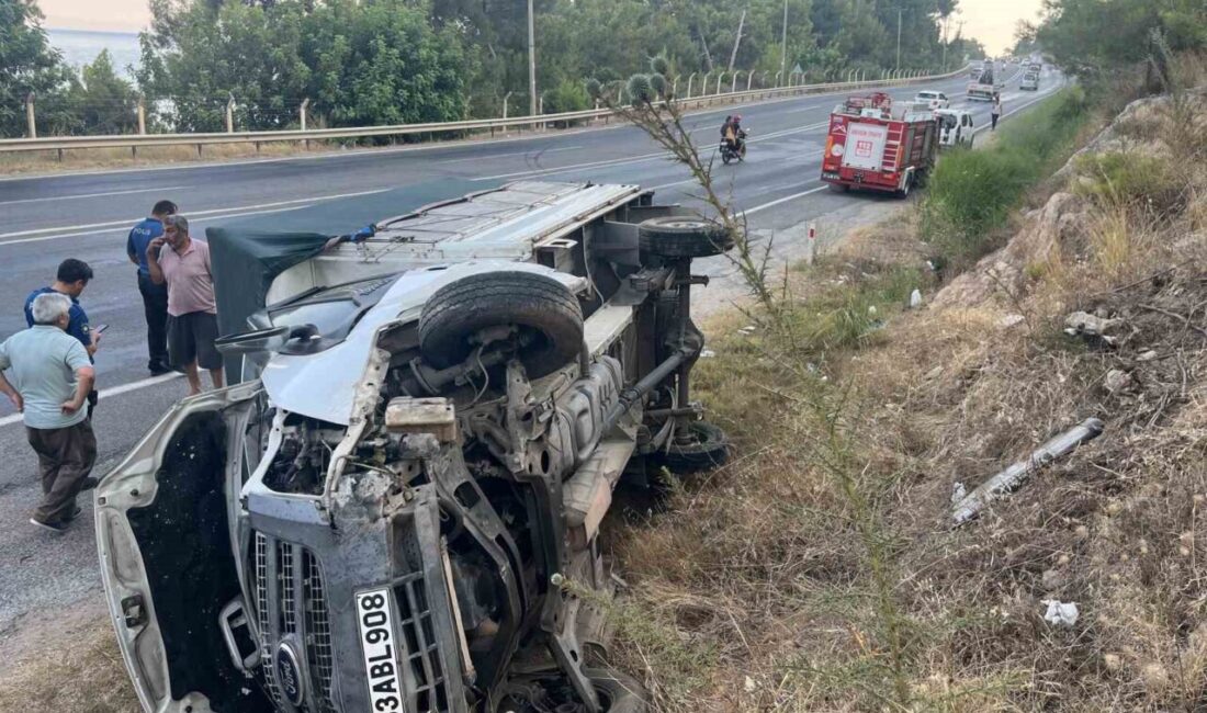 Bozyazı ilçesinde, karşı şeride geçen ve devrilen bir kamyonetin sürücüsü