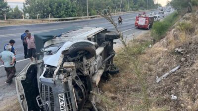 Bozyazı ilçesinde, karşı şeride geçen ve devrilen bir kamyonetin sürücüsü