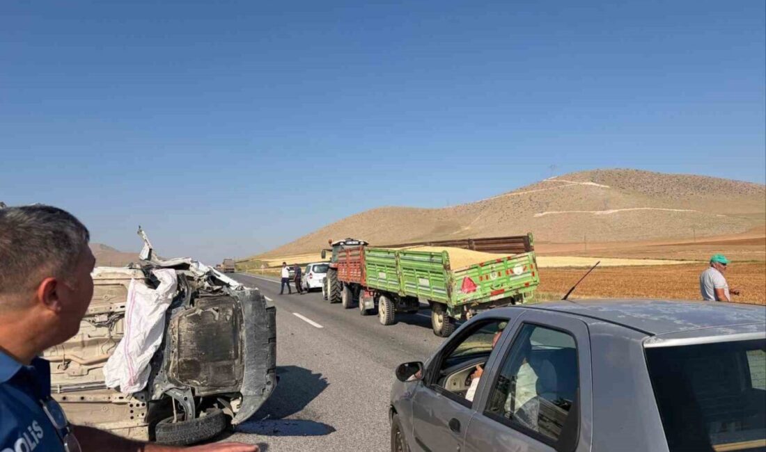 Karaman’ın Ayrancı ilçesinde meydana gelen bir trafik kazasında, traktörün römorkuna