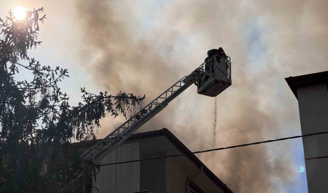 Kayseri’nin Kocasinan ilçesinde bulunan bir apartmanın çatısında gerçekleştirilen onarım çalışmaları