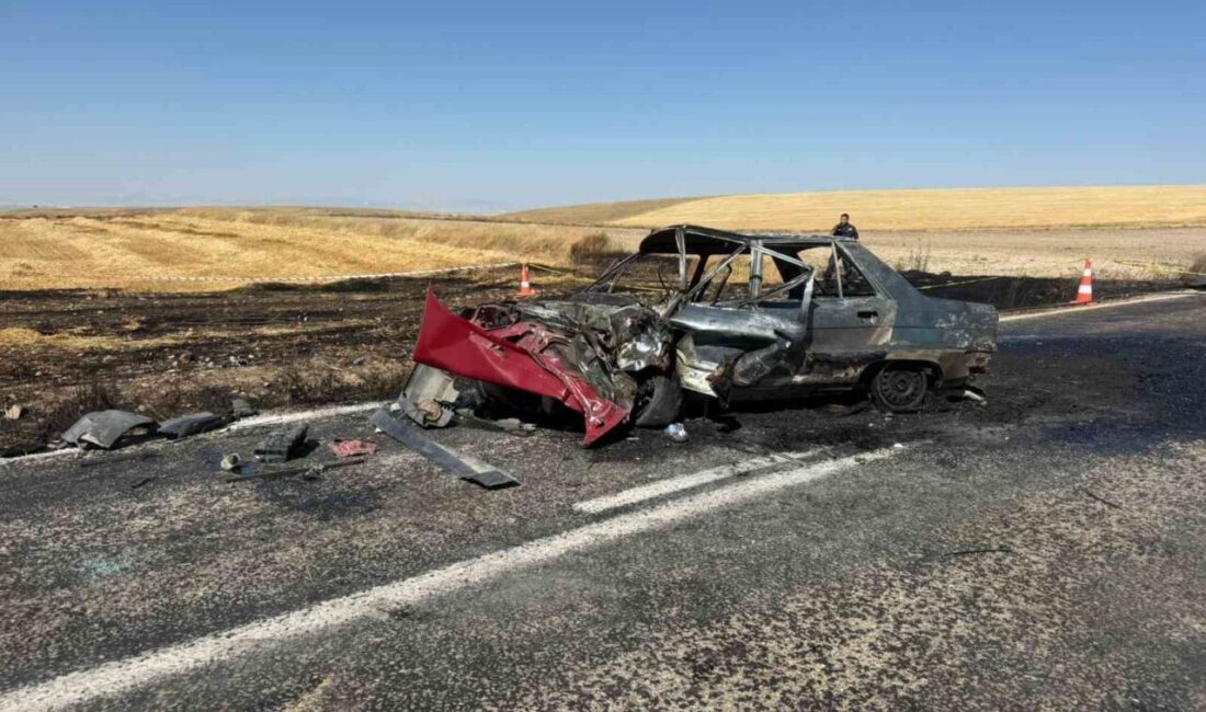 Afyonkarahisar’da meydana gelen trafik kazasında, iki aracın çarpışması sonucu alev