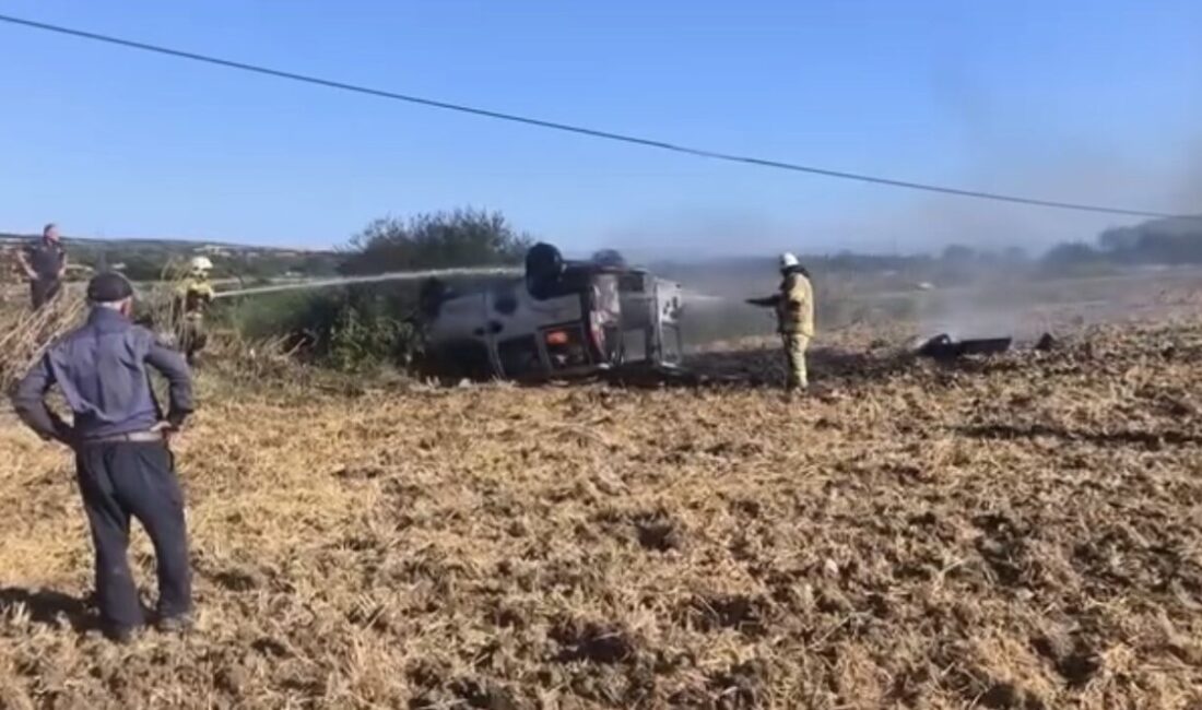 Bursa’nın Karacabey ilçesinde meydana gelen bir trafik kazasında bir otomobil