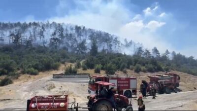 Balıkesir’in Kepsut ilçesinde başlayan ve ormana yayılan yangınla mücadele çalışmaları