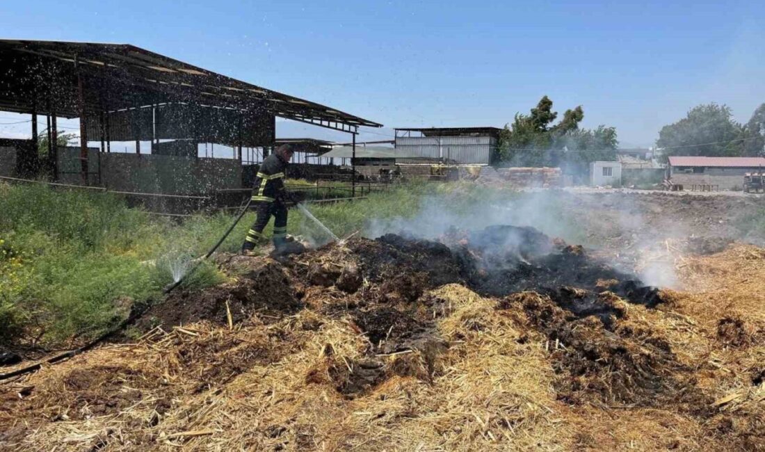 Kırıkhan ilçesinde meydana gelen samanlık yangını, hızla yayılmadan önce itfaiye
