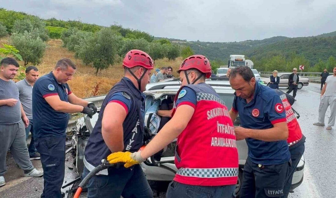 Sakarya’nın Geyve ilçesinde bir otomobilin kontrolden çıkarak aynı yönde seyir