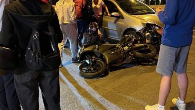 Kırklareli’nin Lüleburgaz ilçesinde meydana gelen trafik kazasında otomobil ile motosiklet