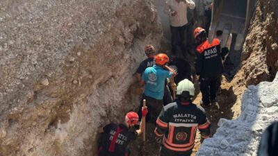 Malatya’nın Yeşilyurt ilçesinde altyapı çalışmaları sırasında meydana gelen bir göçük