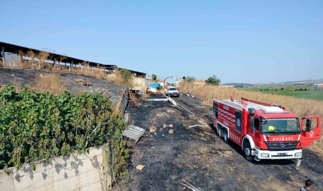 Manyas ilçesine bağlı Eşen Mahallesi’nde meydana gelen yangın, itfaiye ve